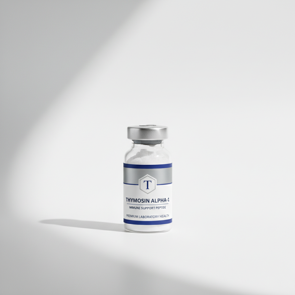 Thymosin Alpha-1 peptide vial on white background
