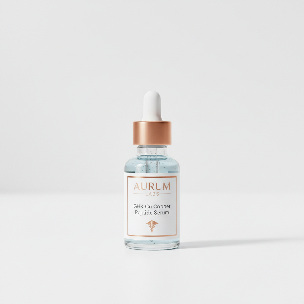 GHK-Cu copper peptide vial on white background