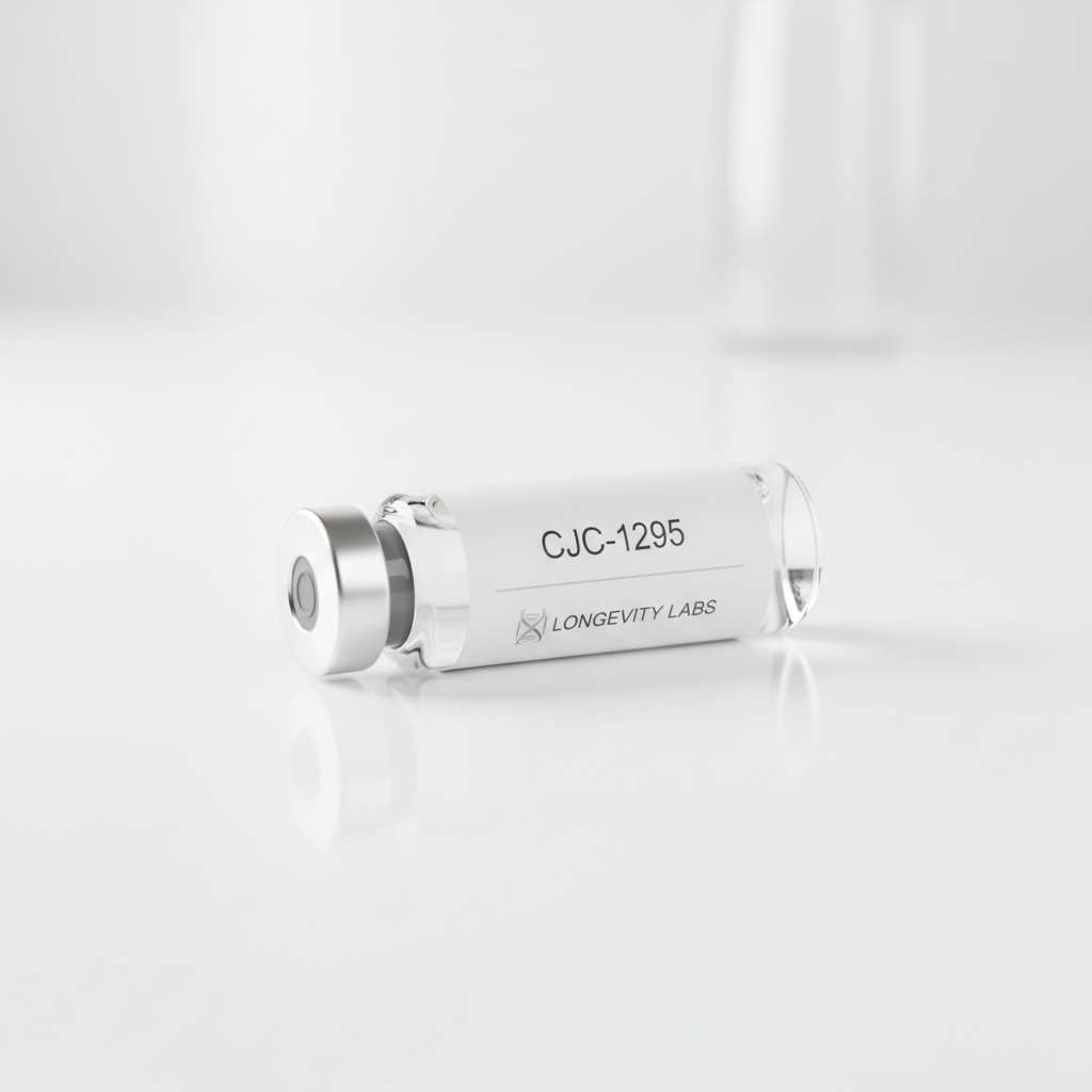 CJC-1295 peptide vial on white background